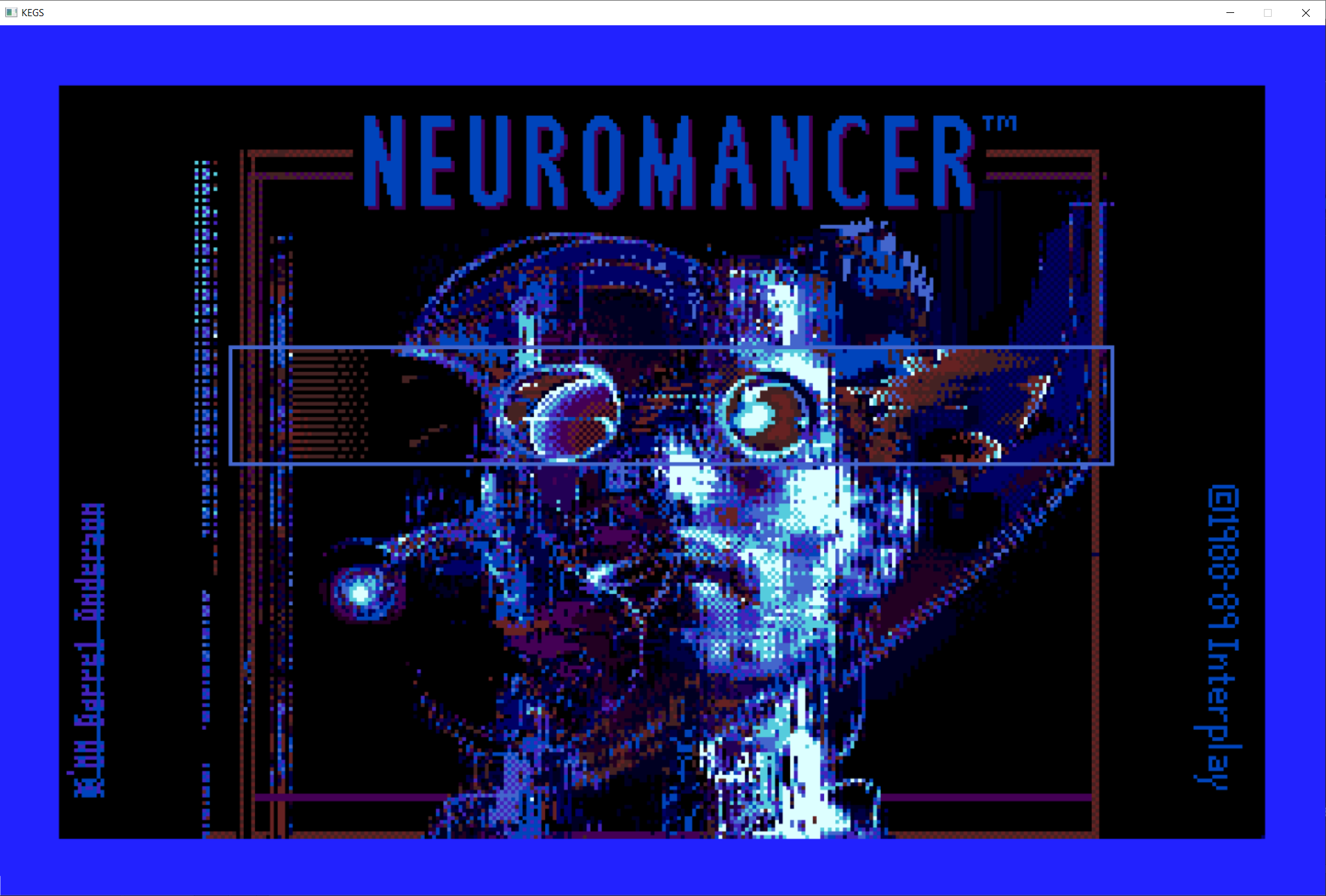 Title screen for Apple ][GS version of Neuromancer (1988) from Interplay