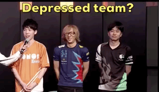 Dogura tries to keep from laughing when Moke says their team was depressed after their loss
