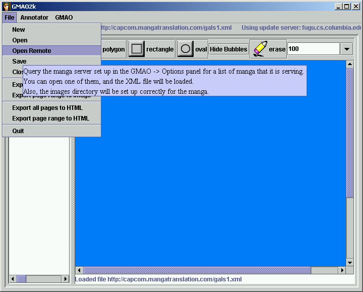 Screenshot of Open Remote Menu
Item