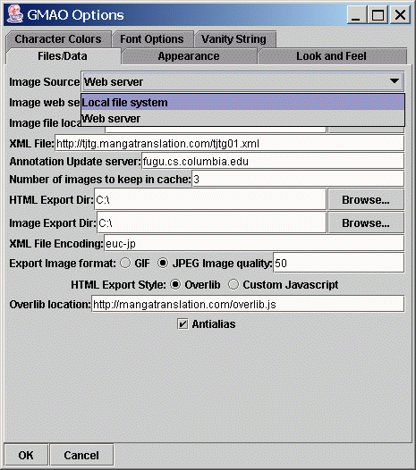 Set to local file system